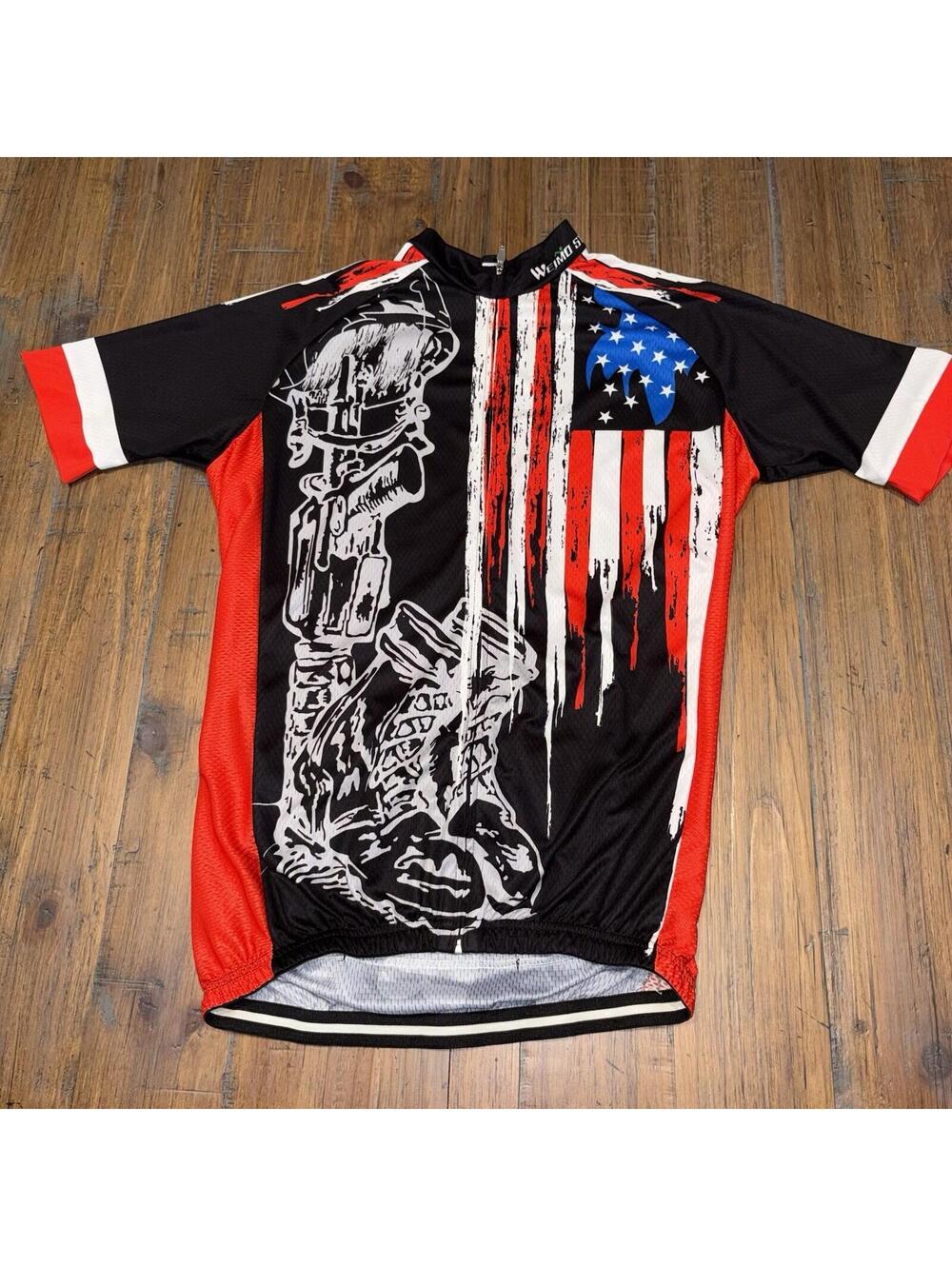 Weimostar Patriotic Cycling Jersey Honor The Fallen Military Veterans Mens Large